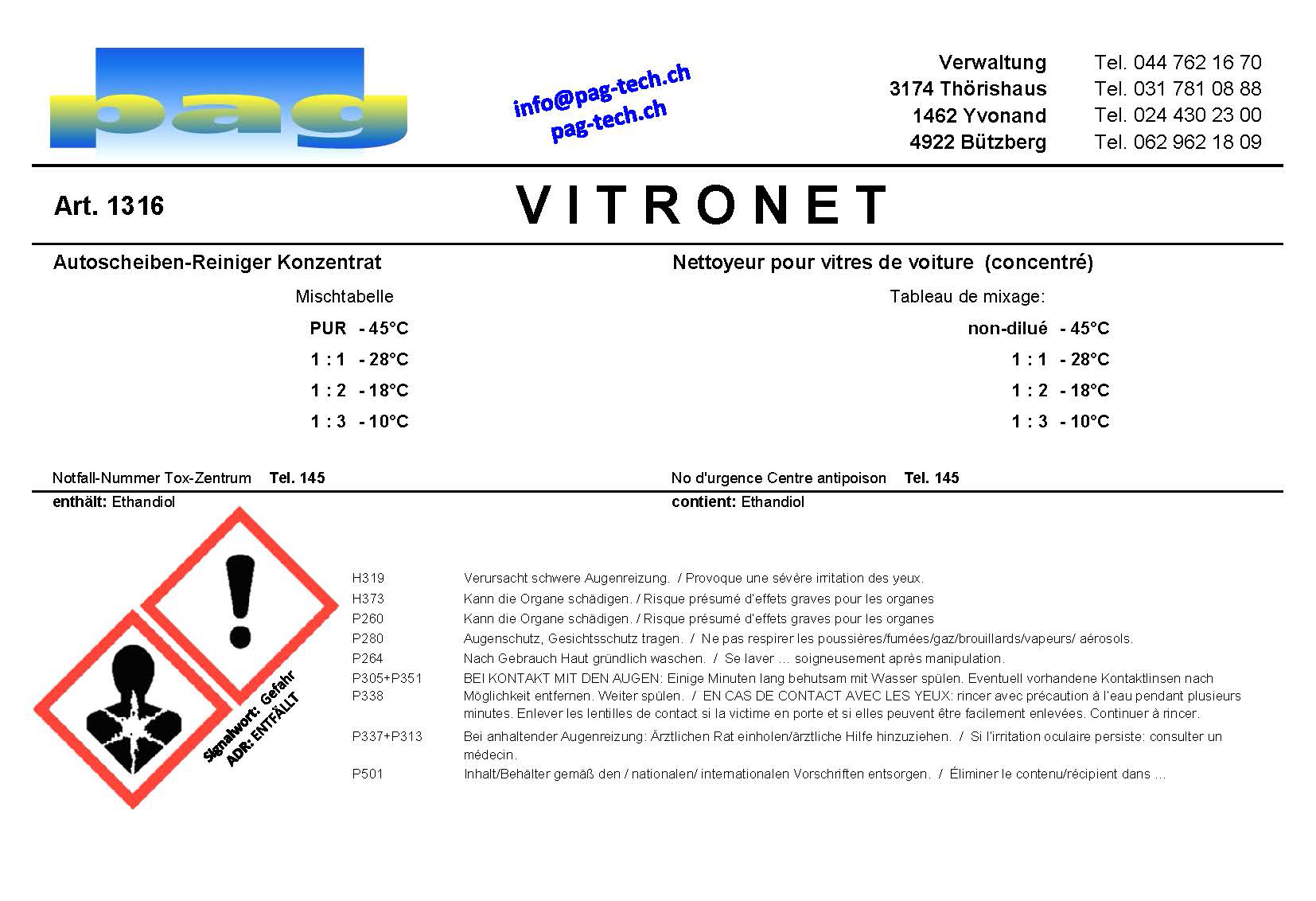 Fahrzeugpflege VITRONET, 220 l, Autoscheibenreiniger Antifrost